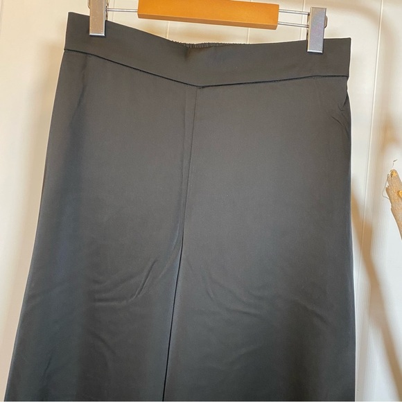 NWT Rachel Zoe Satin Wide Leg Pull On Pants Elastic Waist Black Trousers Flowy - Picture 2 of 10